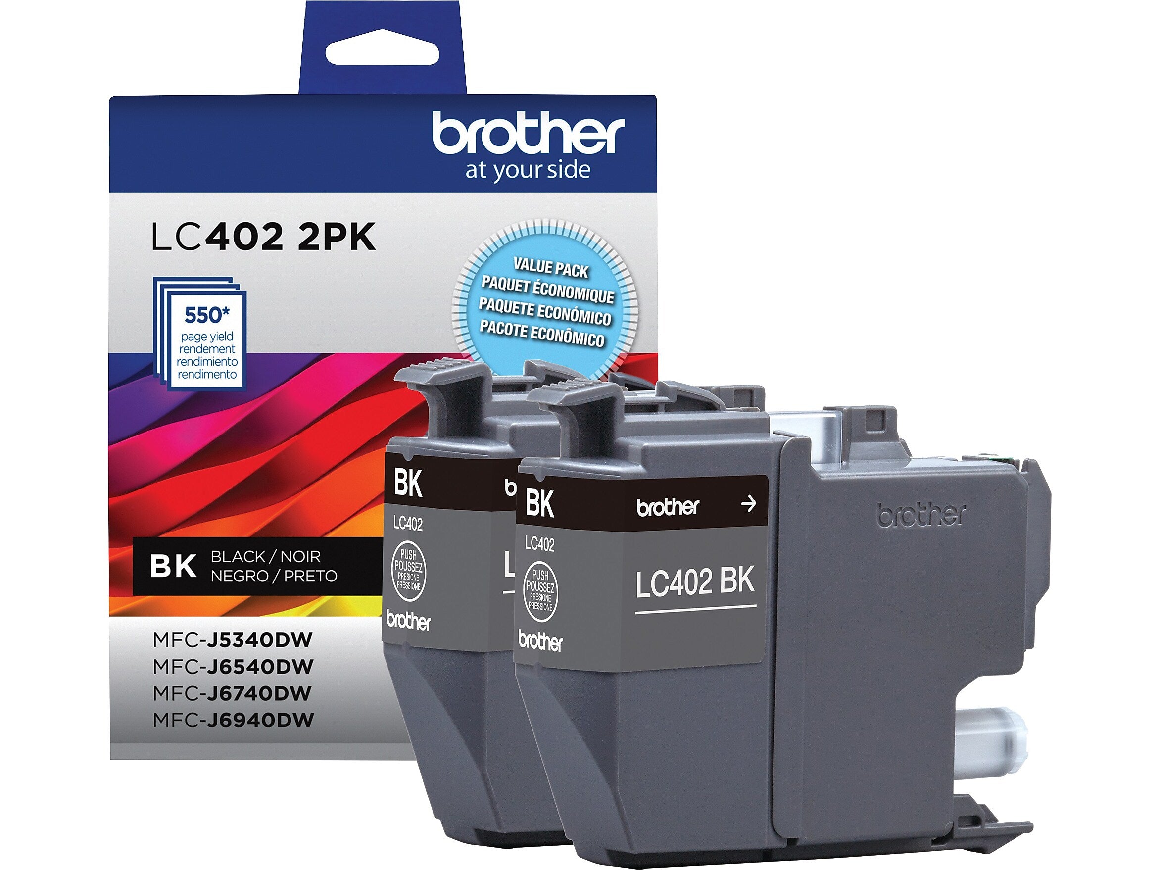 Brother LC402 Black Standard Yield Ink Cartridge, 2/Pack