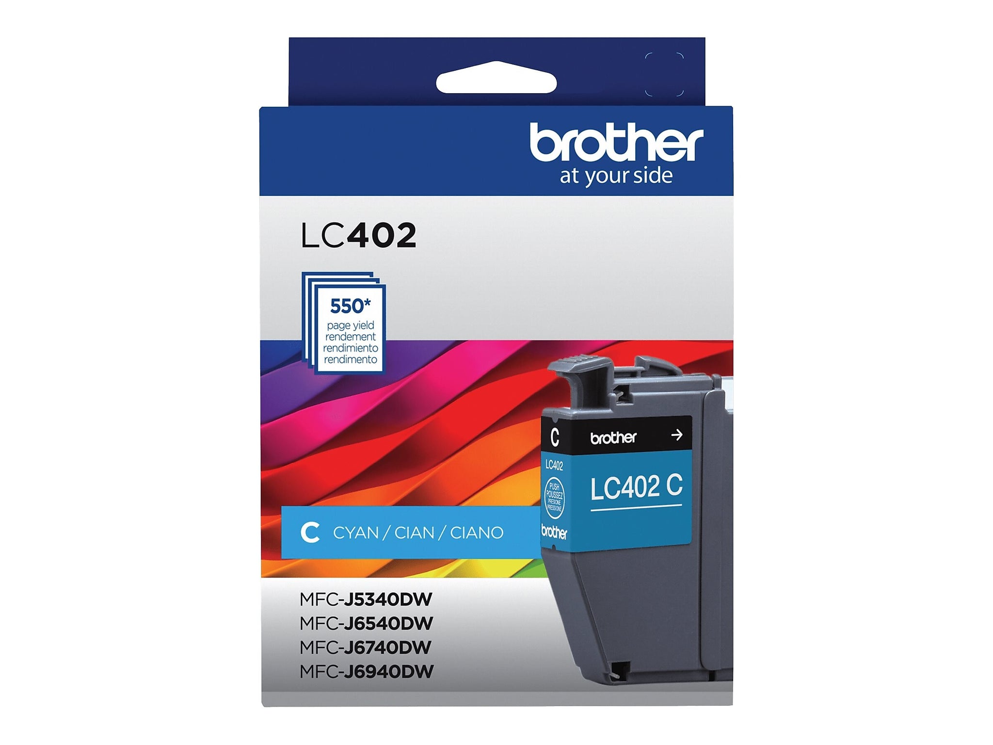 Brother LC402 Cyan Standard Yield Ink Cartridge, Prints Up to 550 Pages
