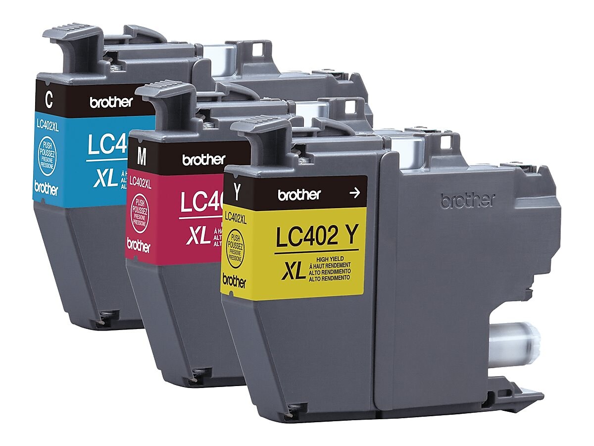 Brother LC402XL Assorted Colors High Yield Ink Cartridges, 3/Pack