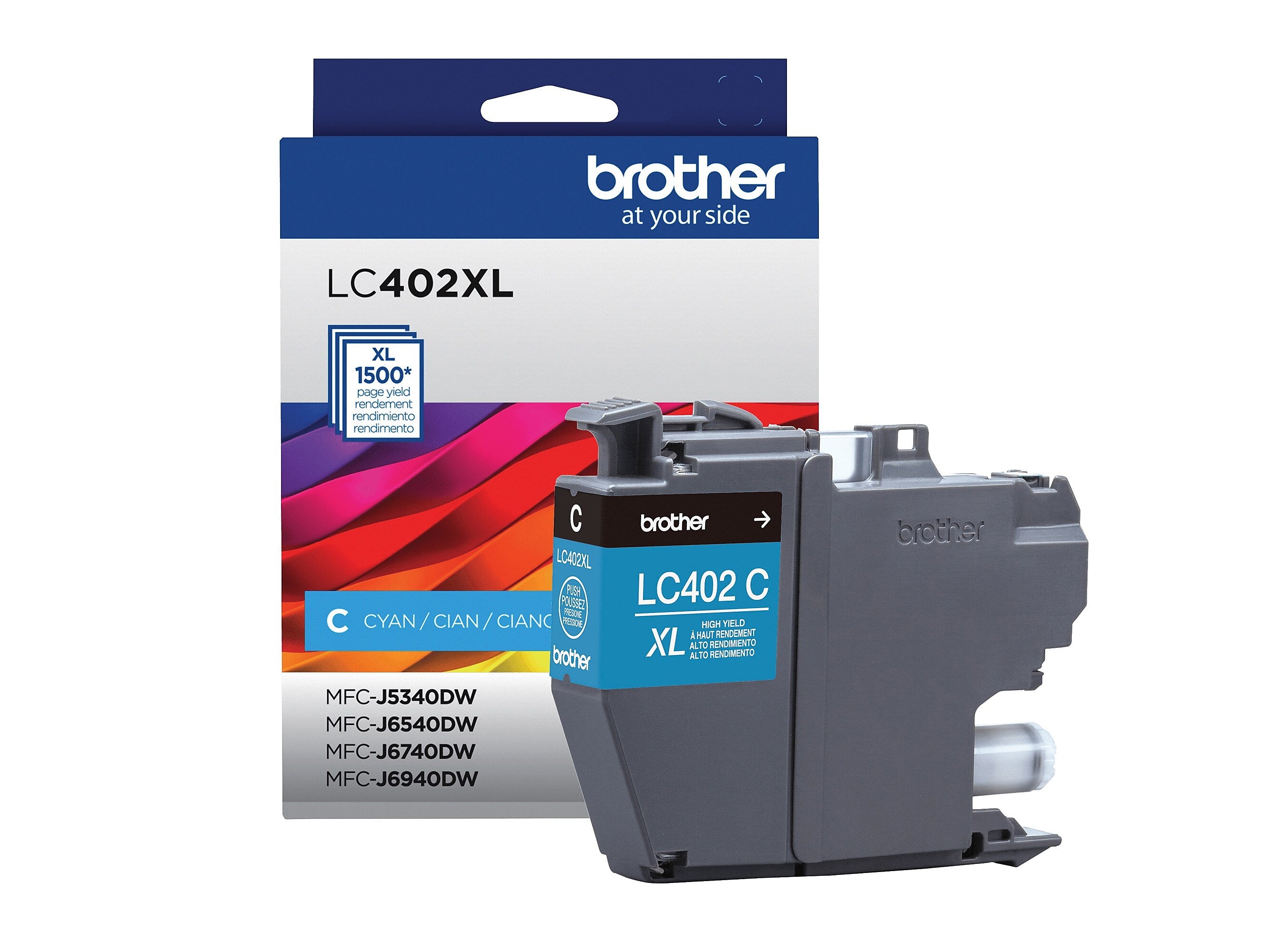 Brother LC402XL Cyan High Yield Ink Cartridge, Prints Up to 1,500 Pages