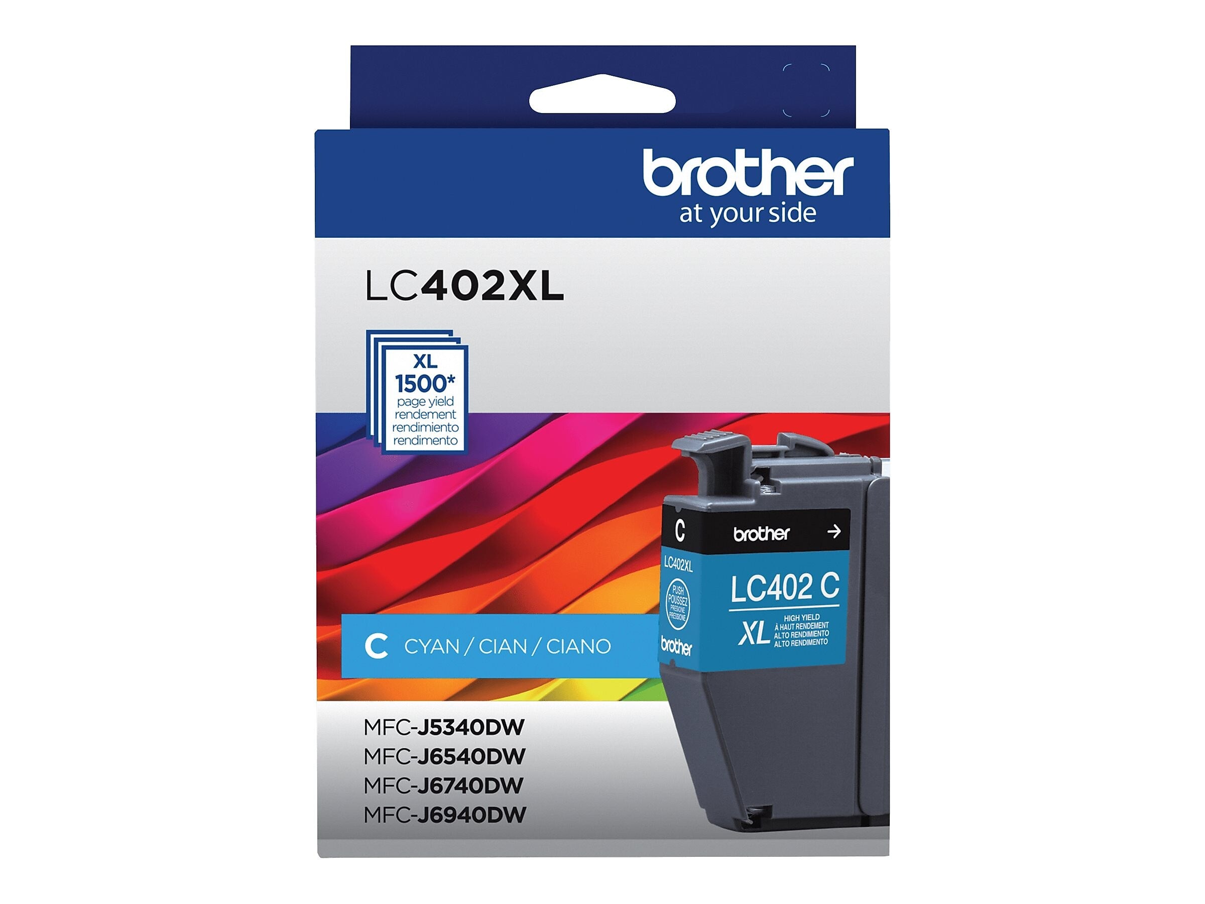 Brother LC402XL Cyan High Yield Ink Cartridge, Prints Up to 1,500 Pages