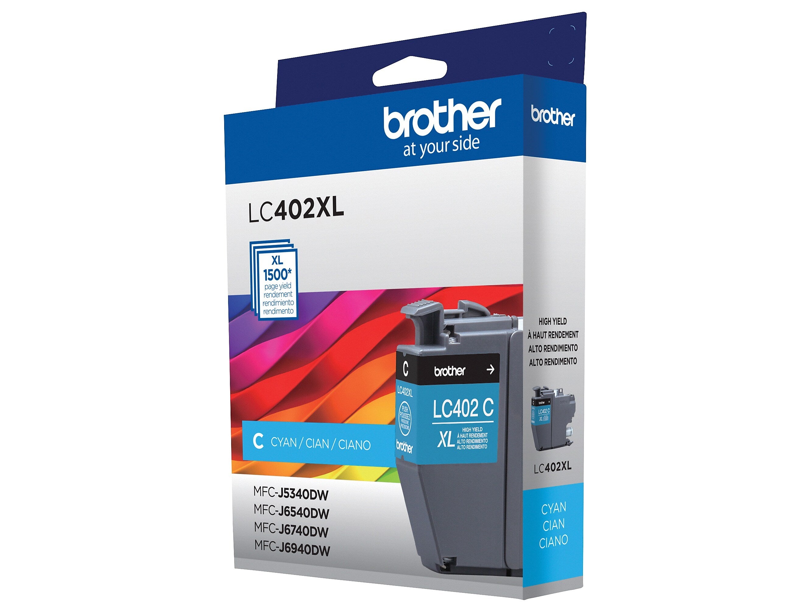 Brother LC402XL Cyan High Yield Ink Cartridge, Prints Up to 1,500 Pages