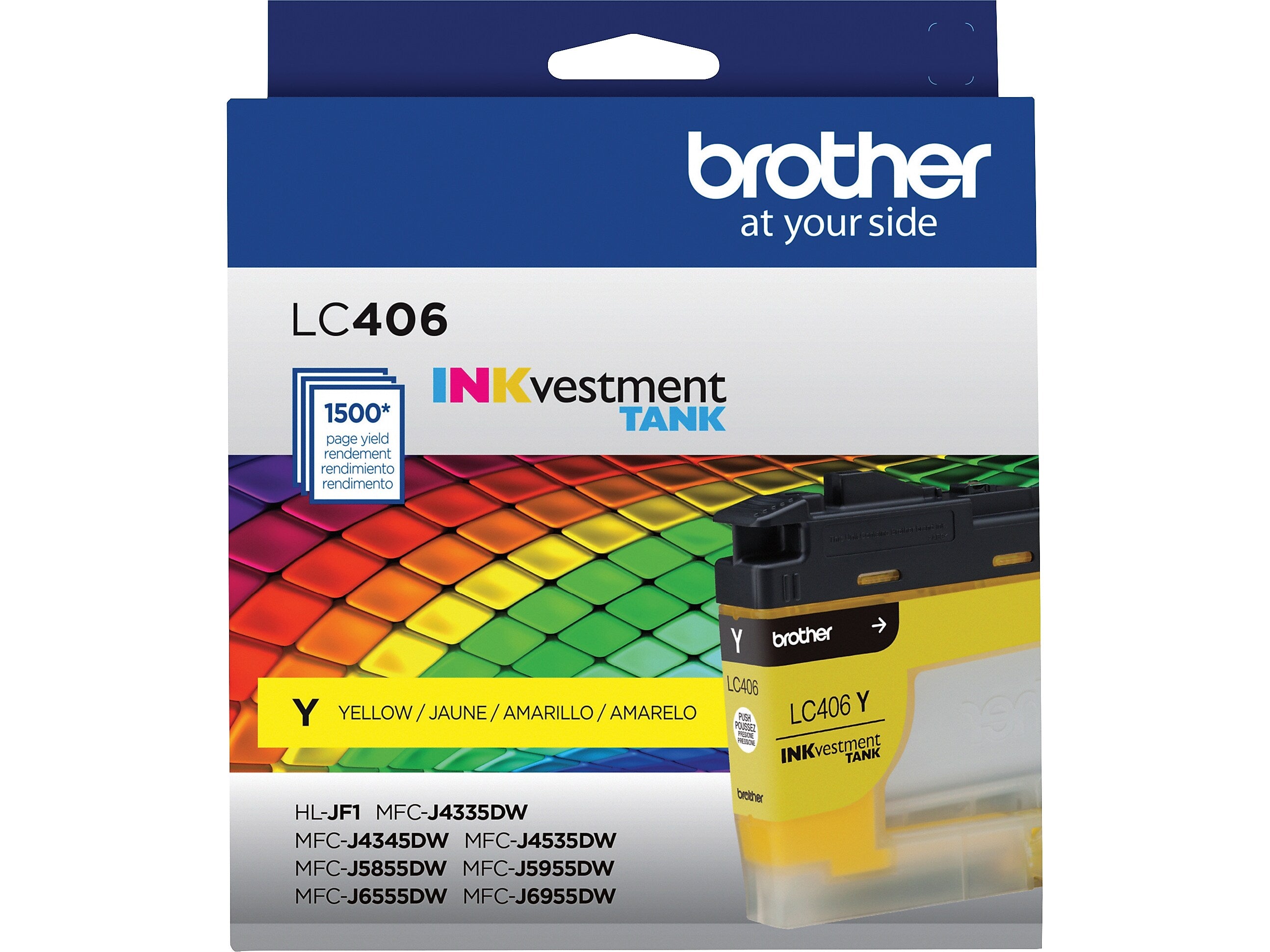 Brother LC406 Yellow Standard Yield Ink Cartridge, Prints Up to 1,500 Pages