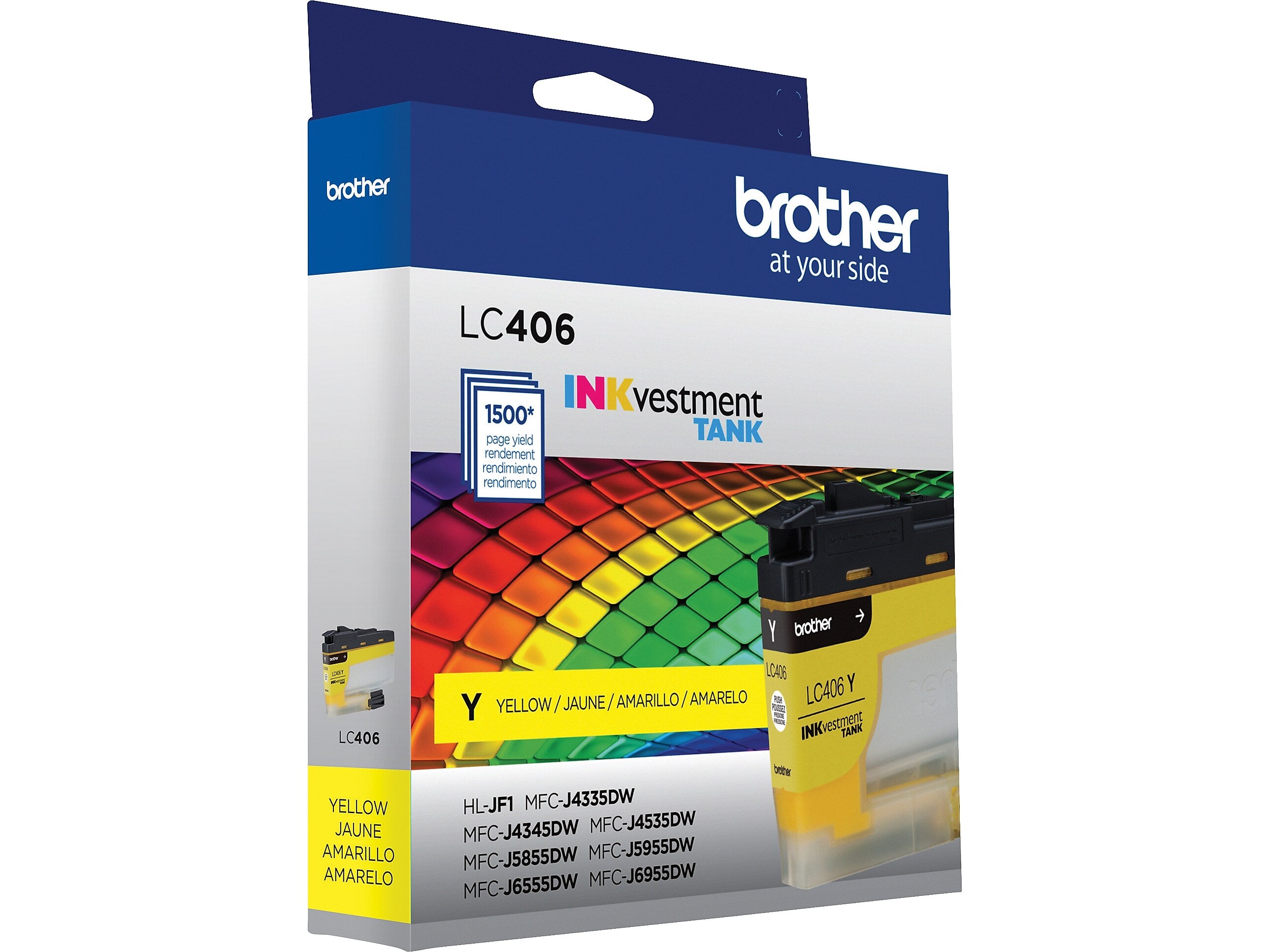 Brother LC406 Yellow Standard Yield Ink Cartridge, Prints Up to 1,500 Pages