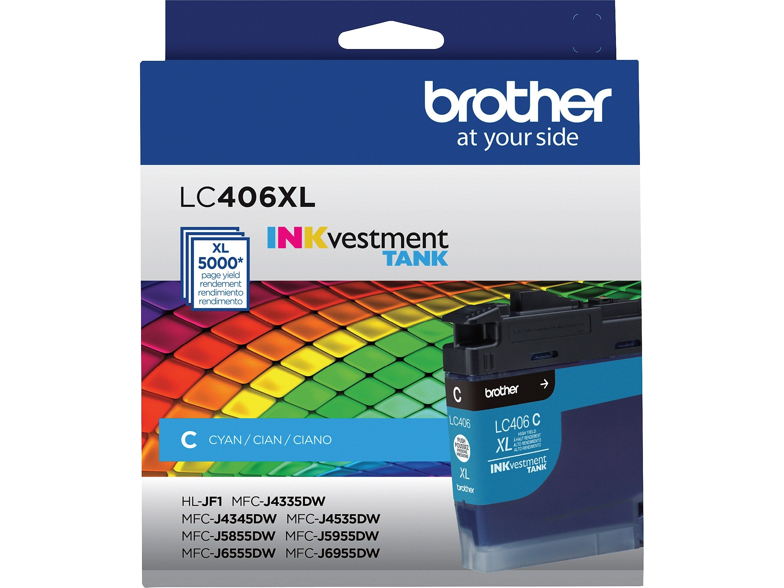 Brother LC406XL Cyan High Yield Ink Cartridge, Prints Up to 5,000 Pages