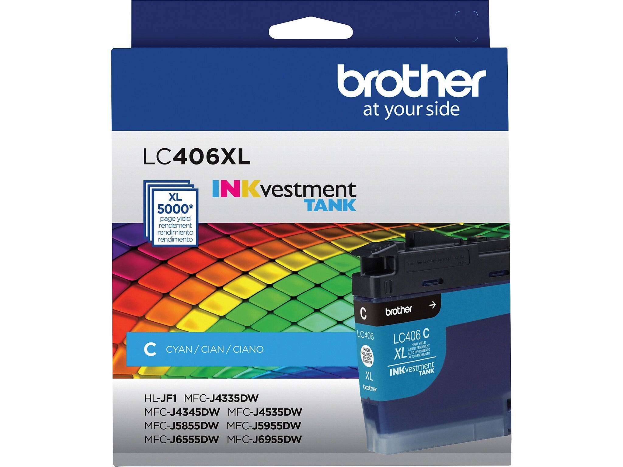 Brother LC406XL Cyan High Yield Ink Cartridge, Prints Up to 5,000 Pages