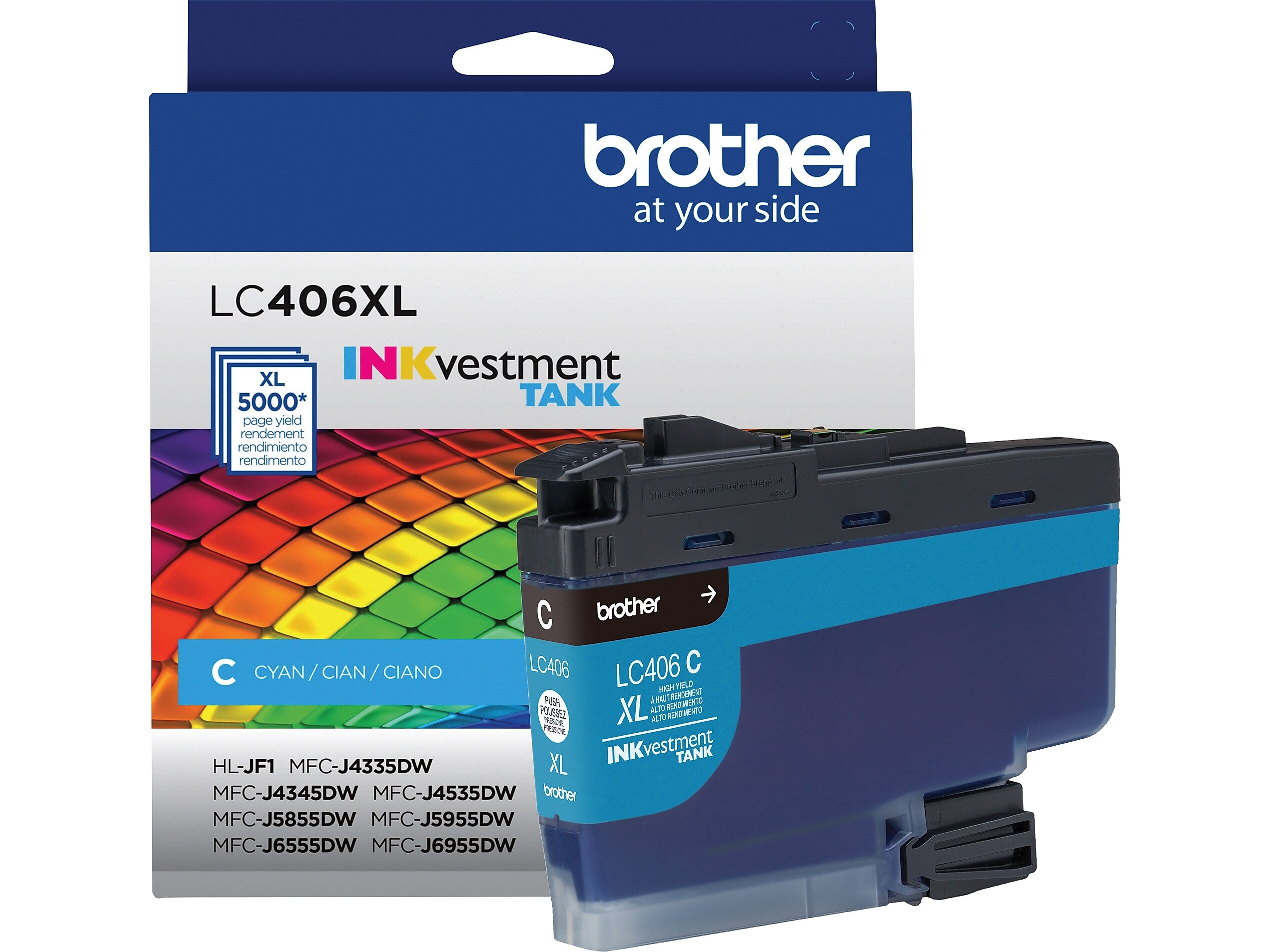 Brother LC406XL Cyan High Yield Ink Cartridge, Prints Up to 5,000 Pages