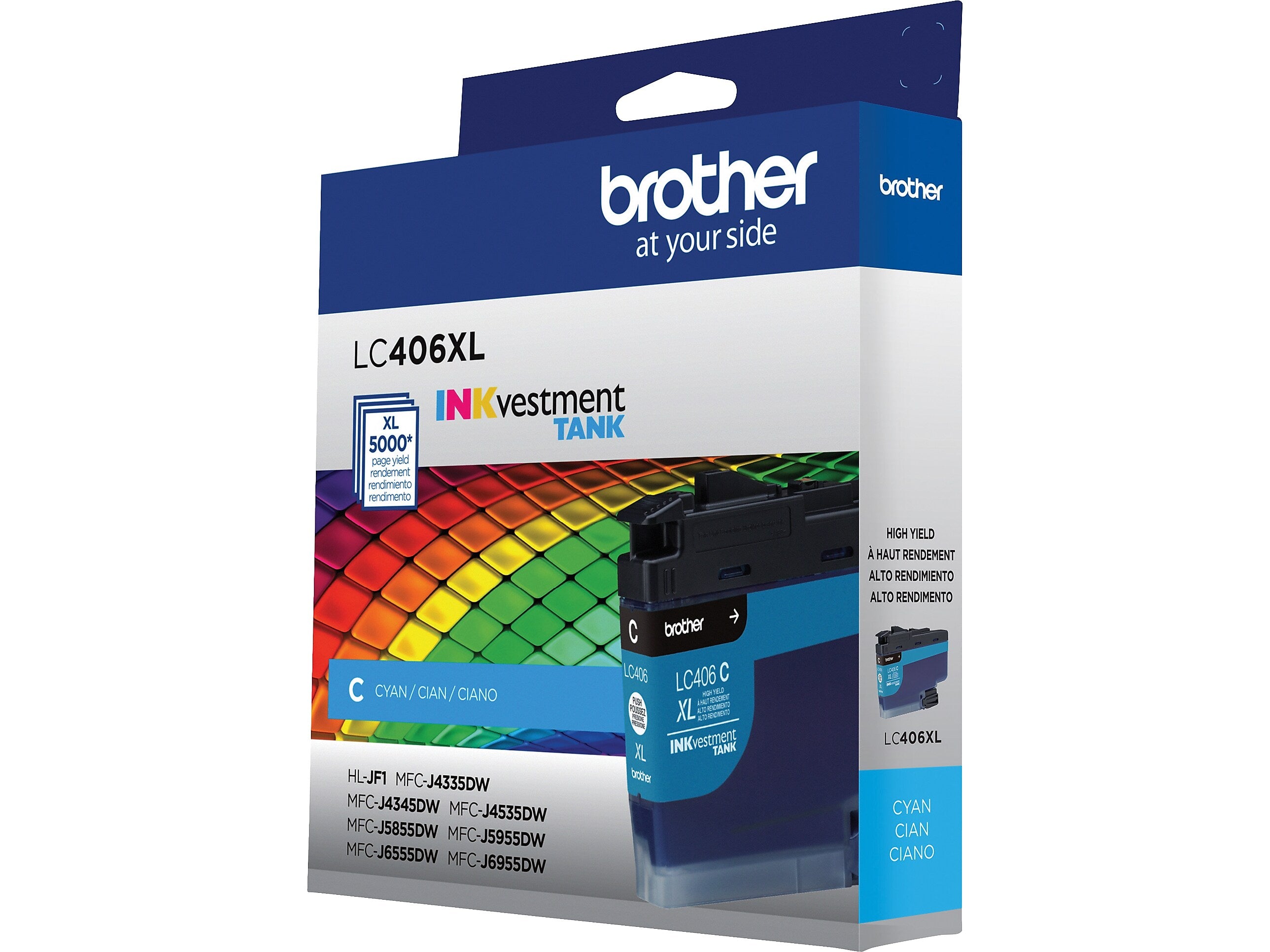 Brother LC406XL Cyan High Yield Ink Cartridge, Prints Up to 5,000 Pages