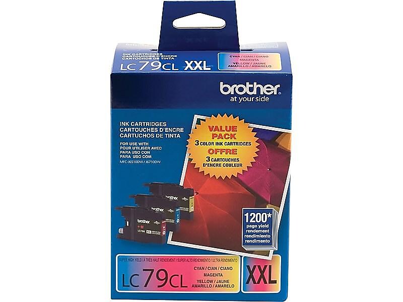 Brother LC793PKS Cyan/Magenta/Yellow Extra High Yield Ink Cartridge, 3/Pack