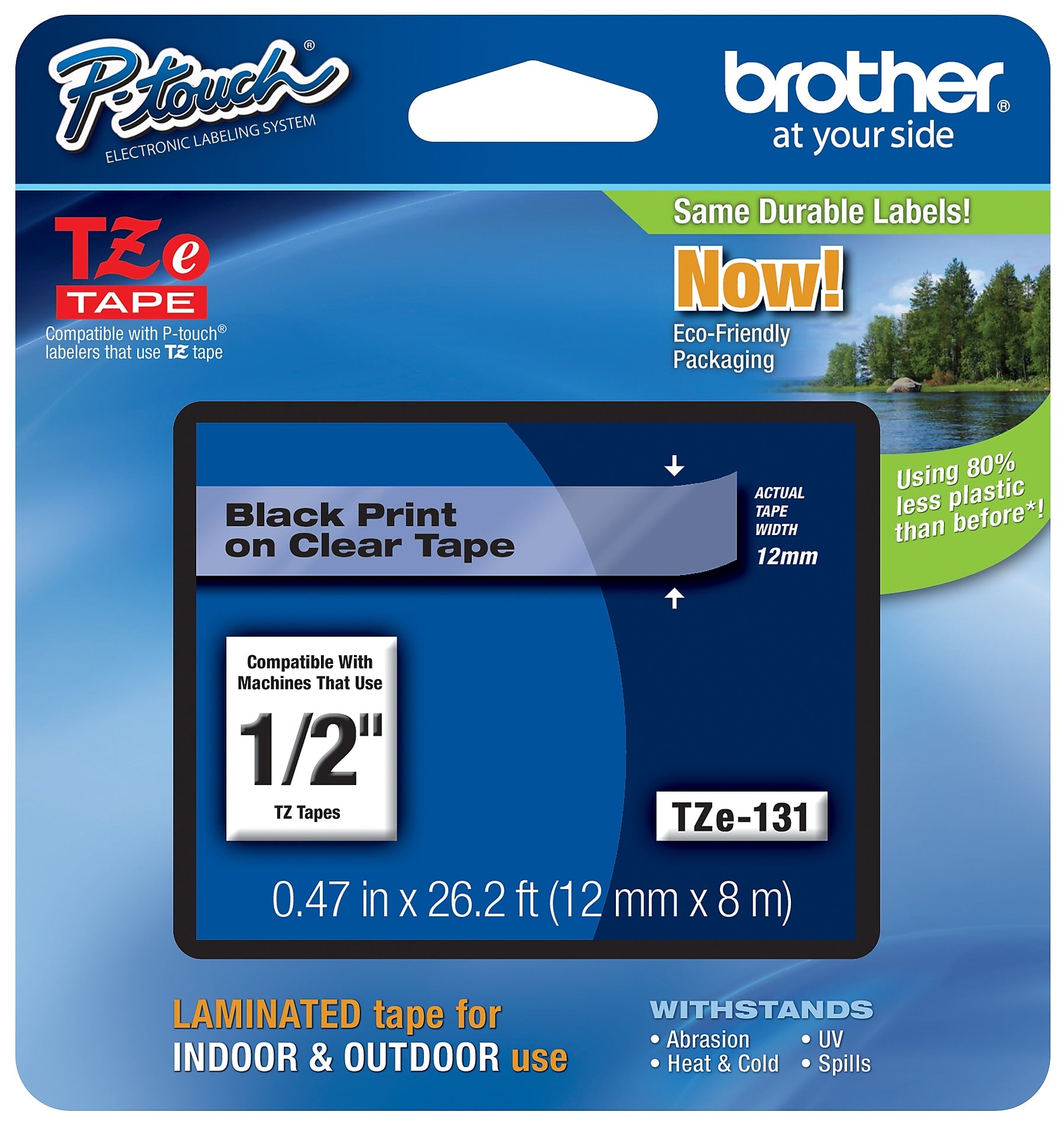 Brother P-touch TZe-131 Laminated Label Maker Tape, 1/2