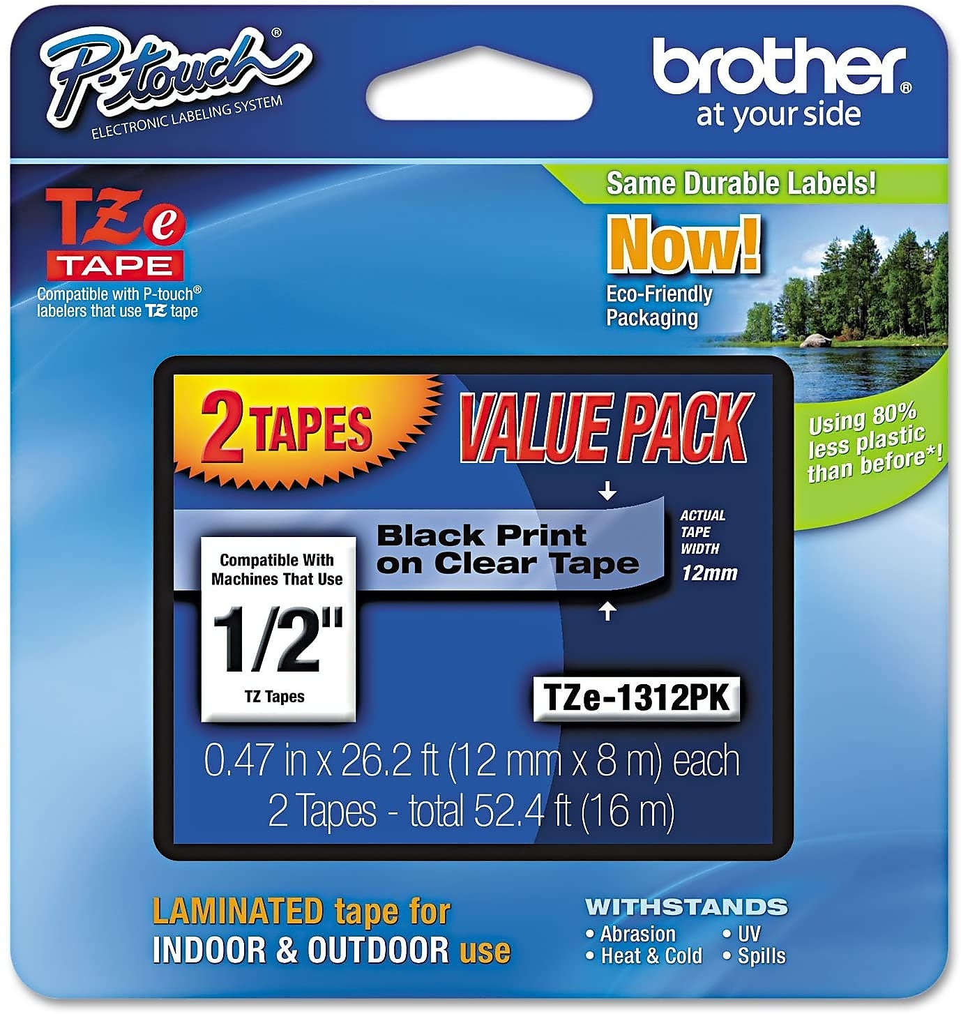 Brother P-touch TZe-131 Laminated Label Maker Tape, 1/2