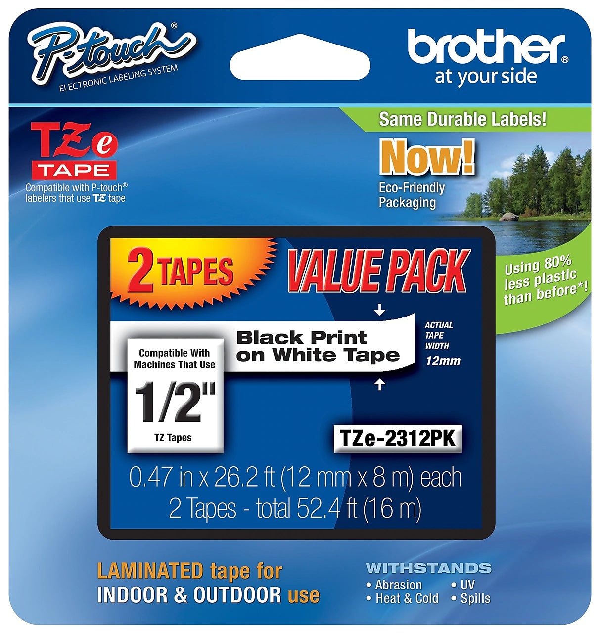 Brother P-touch TZe-231 Laminated Label Maker Tape, 1/2
