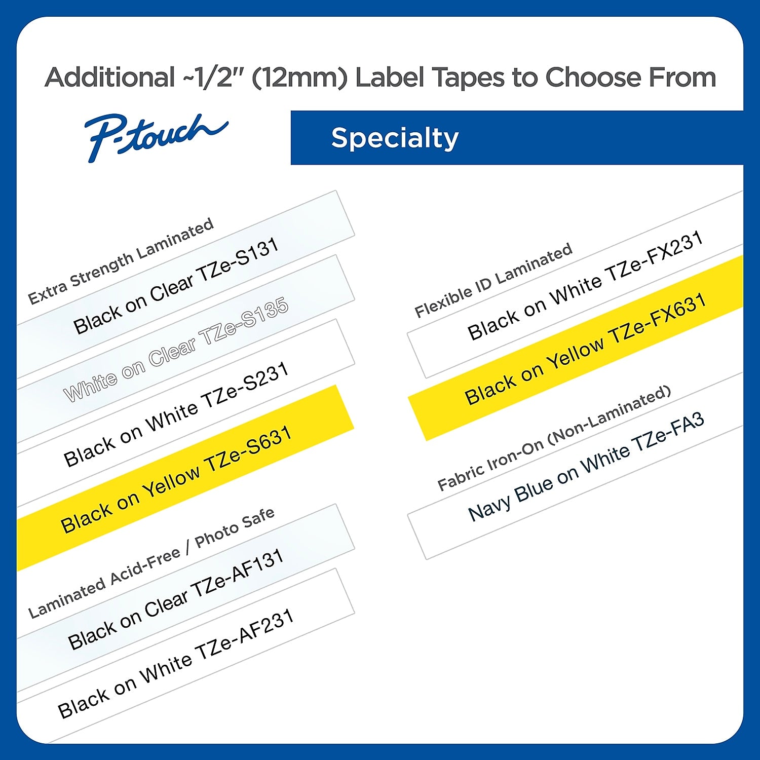 Brother P-touch TZe-231 Laminated Label Maker Tape, 1/2