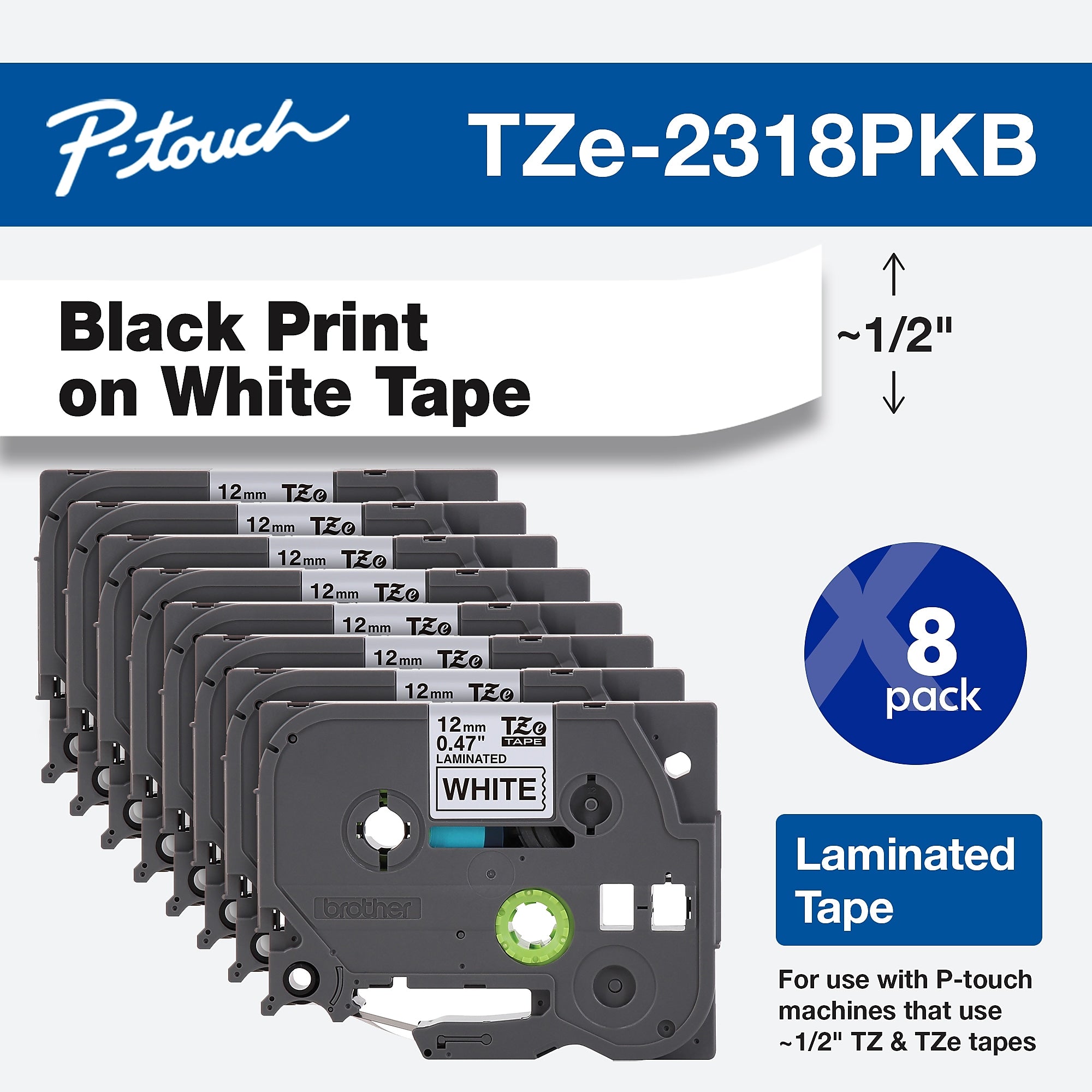 Brother P-touch TZe-231 Laminated Label Maker Tape, 1/2