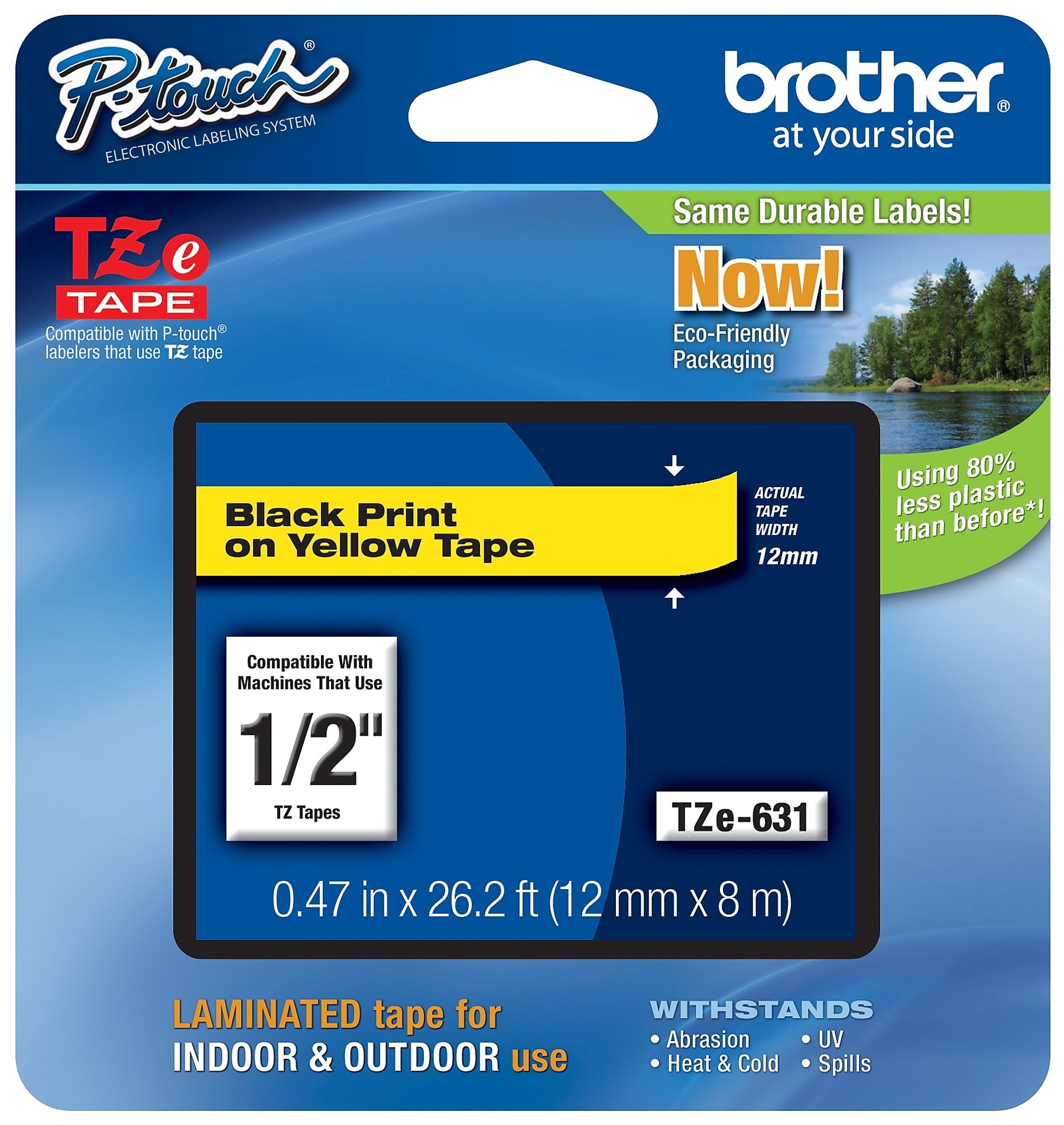 Brother P-touch TZe-631 Laminated Label Maker Tape, 1/2