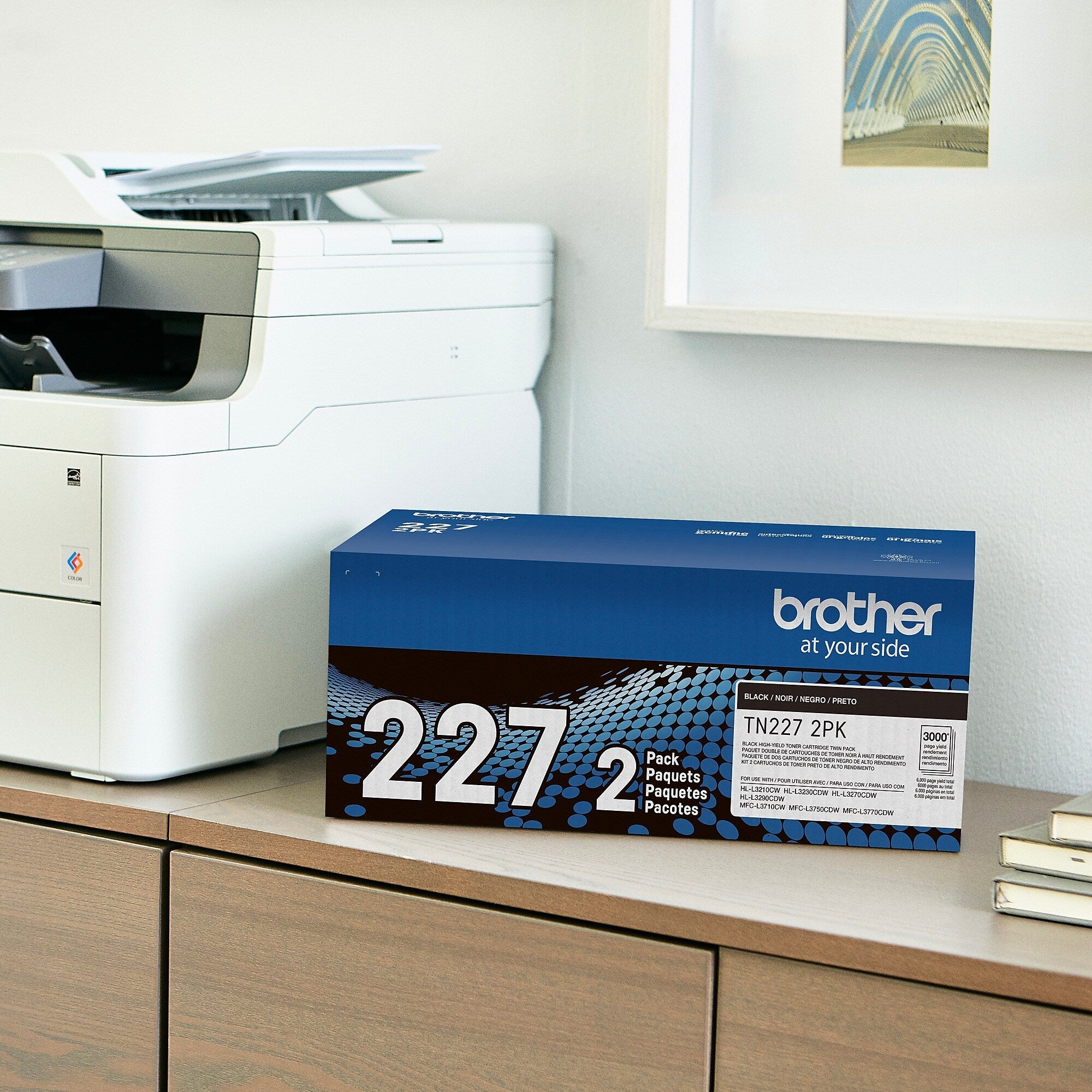 Brother TN-227 Black High Yield Toner Cartridge, Up to 3,000 Pages, 2/Pack