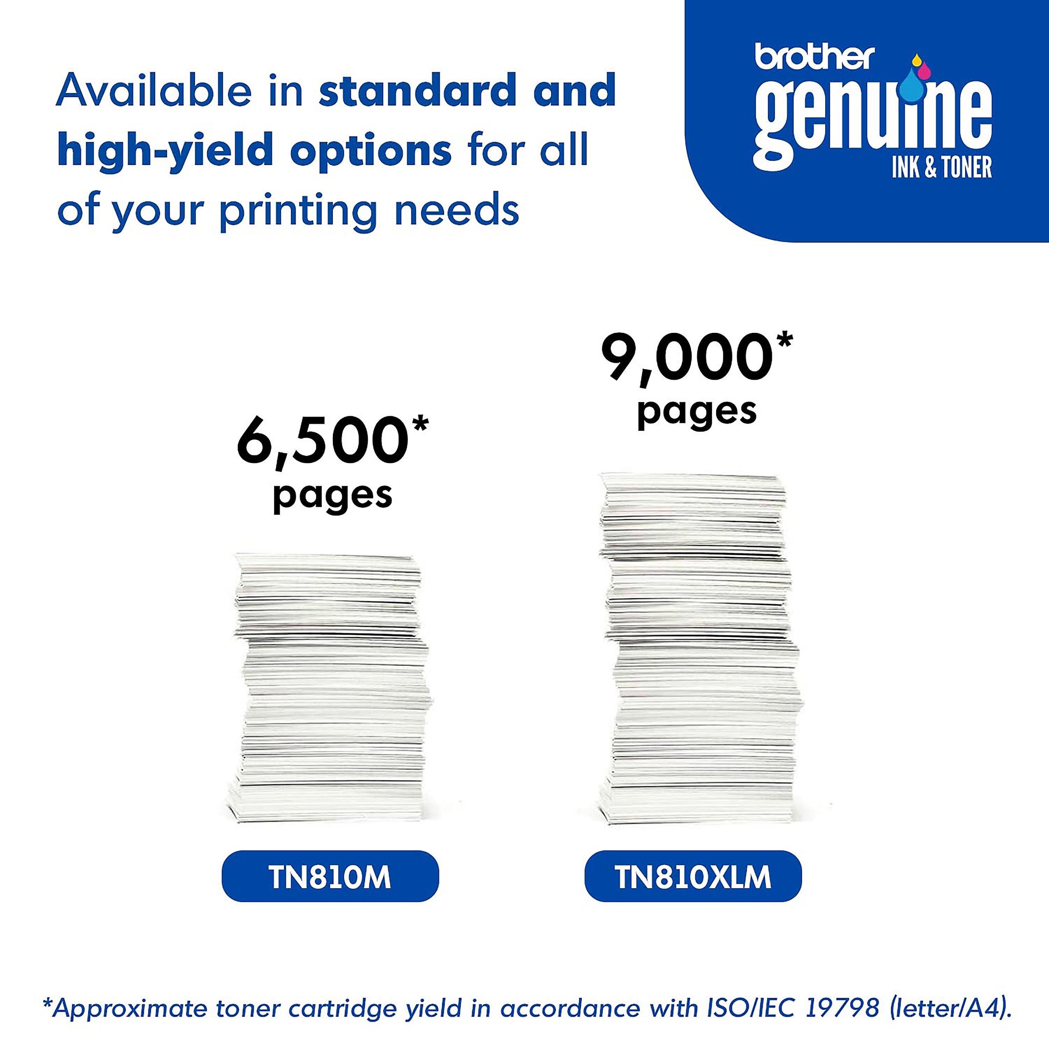 Brother TN810XL Magenta High Yield Toner Cartridge, Prints Up to 9,000 Pages