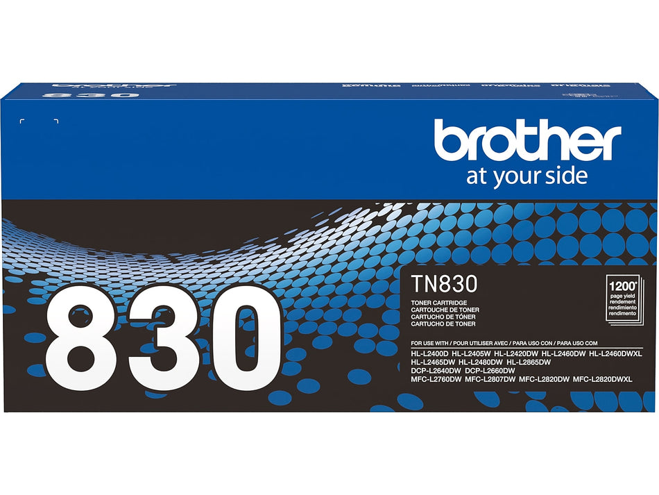 Brother TN830 Standard Yield Black Toner Cartridge, print up to 1,200 pages