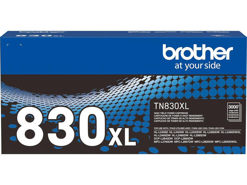 Brother TN830XL Black High Yield Toner Cartridge, print up to 3,000 pages