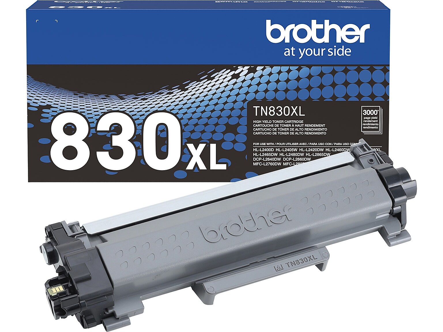 Brother TN830XL Black High Yield Toner Cartridge, print up to 3,000 pages