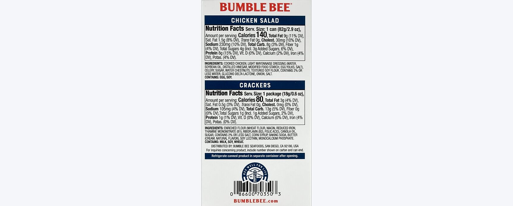 Bumble Bee Snack On The Run! Chicken Snack Kit, 3.5 oz., 12/Carton