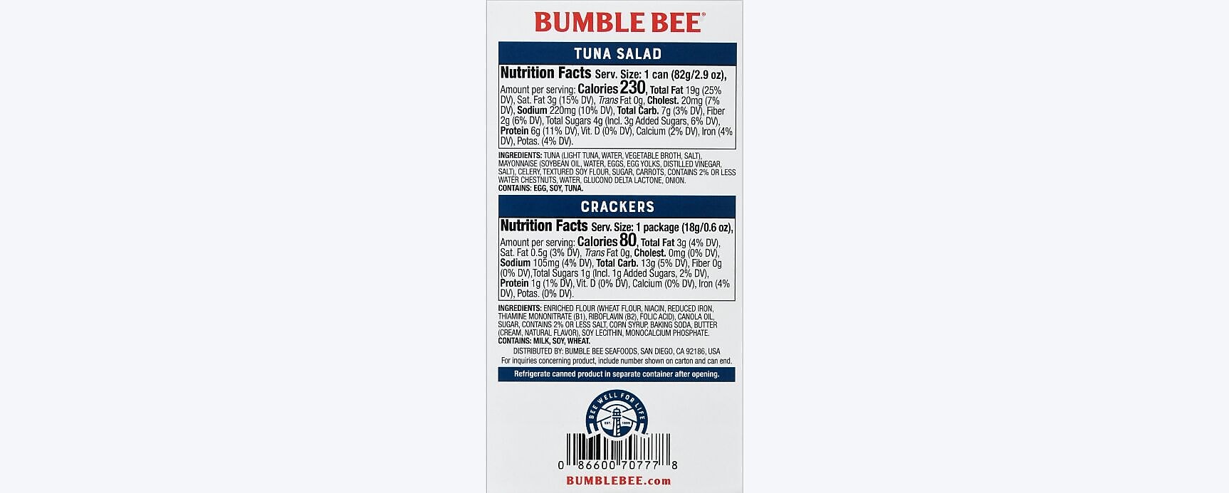 Bumble Bee Snack On The Run! Tuna Fish with Crackers, 3.5 oz., 12/Carton