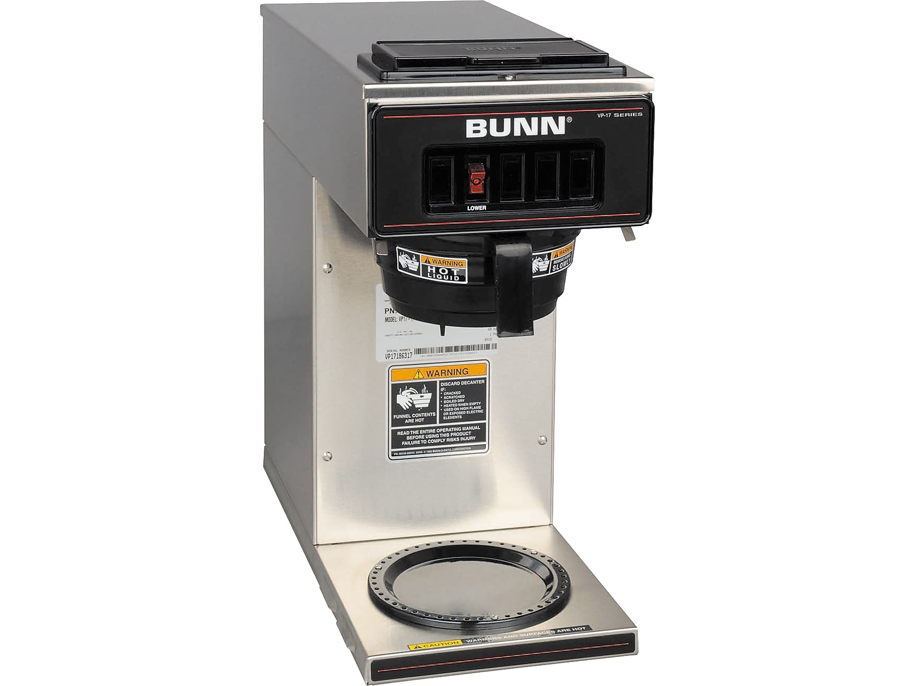 Bunn VP17-1 12-Cups Pourover Coffee Maker, Stainless Steel/Black