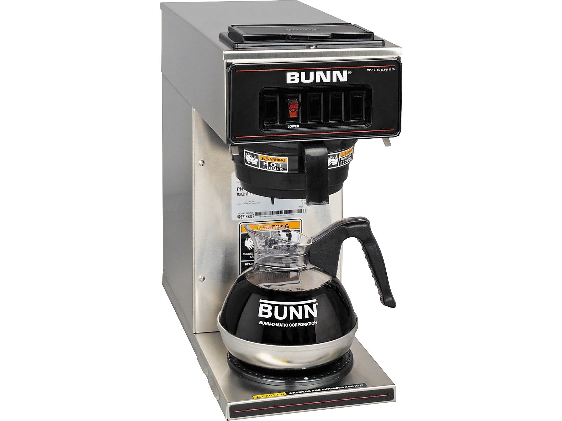 Bunn VP17-1 12-Cups Pourover Coffee Maker, Stainless Steel/Black