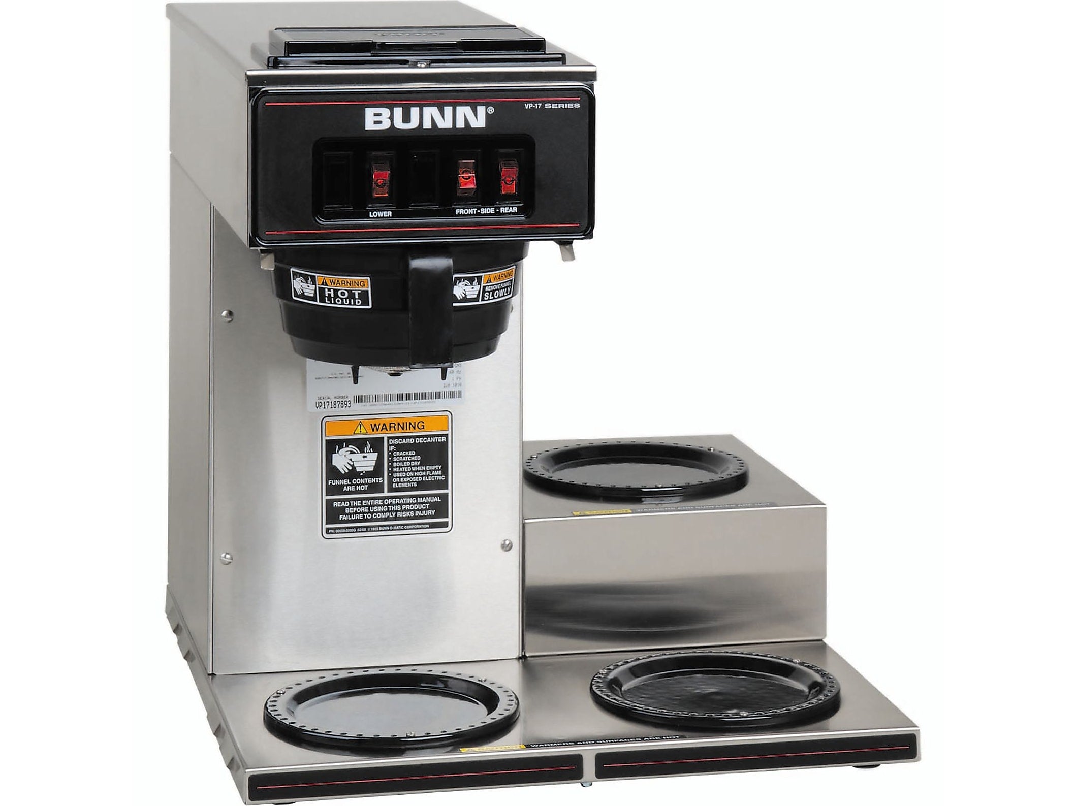Bunn VP17-3 12-Cups Pourover Coffee Maker, Stainless Steel/Black