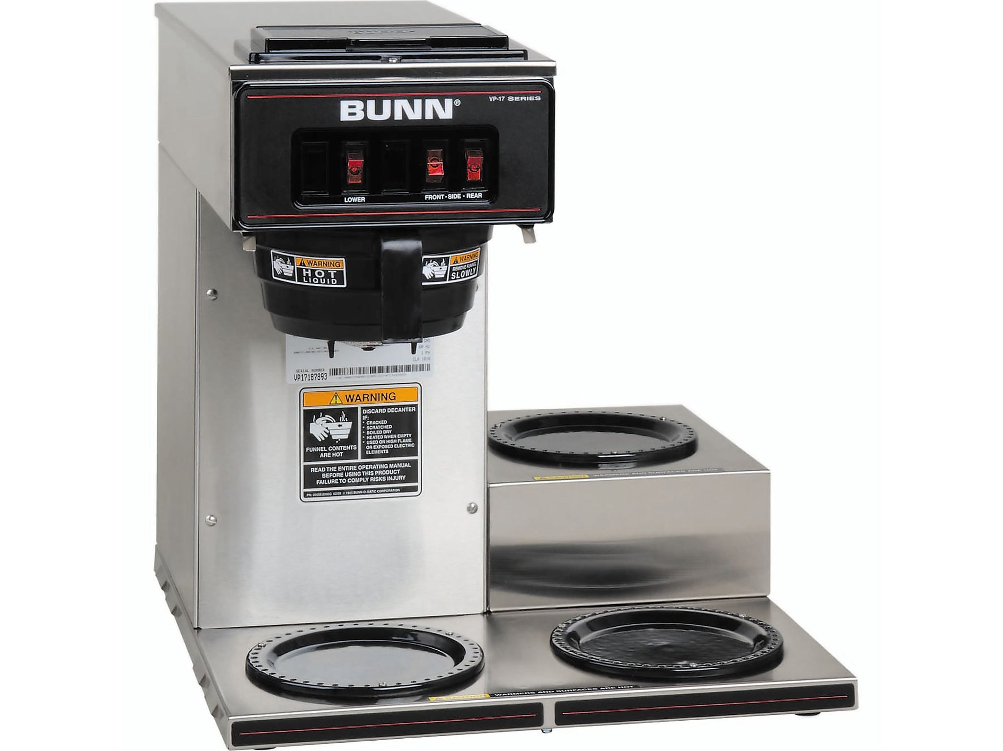 Bunn VP17-3 12-Cups Pourover Coffee Maker, Stainless Steel/Black