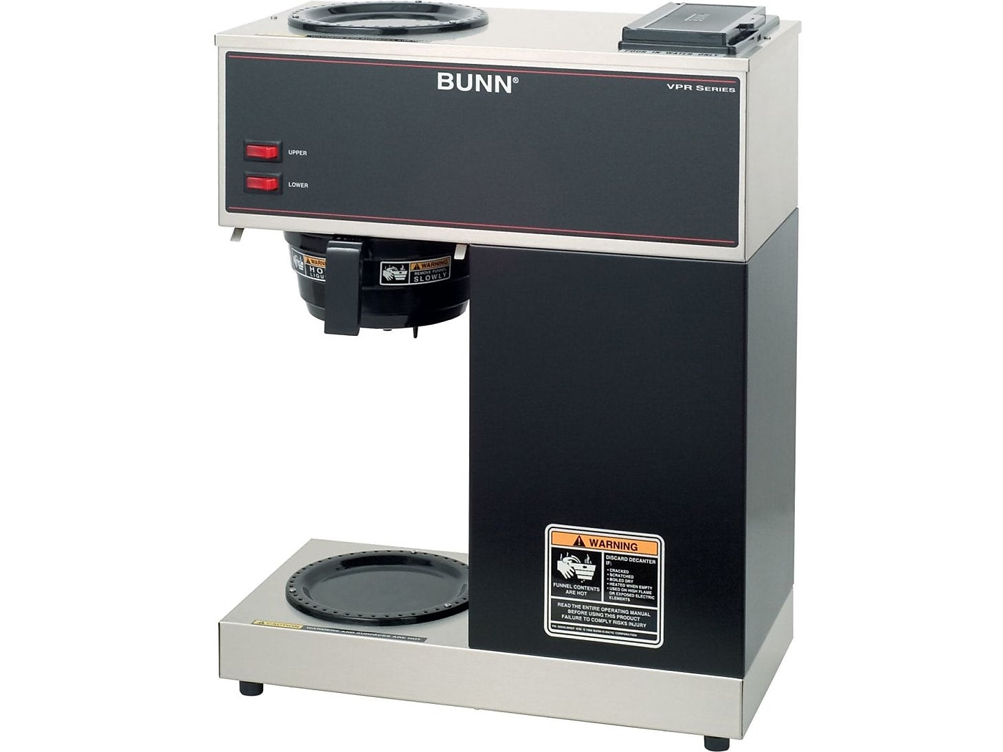 Bunn VPR 12-Cup Pour-Over Coffee Maker with 2 Warmers, Black/Stainless Steel