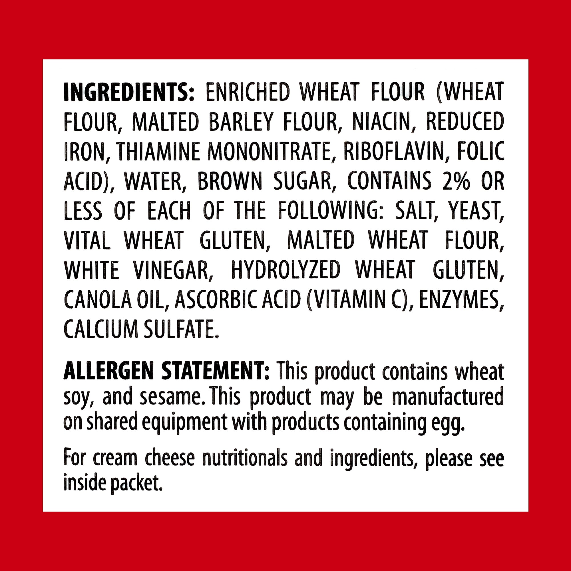 Burry Individually Wrapped Plain Bagel w/ Cream Cheese, 4.6 Oz, 6/Box