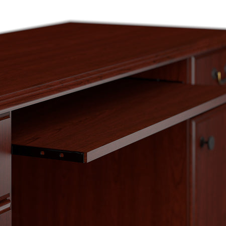 Bush Business Furniture 66"W Arlington L Shaped Desk with Drawers and Keyboard Tray, Harvest Cherry