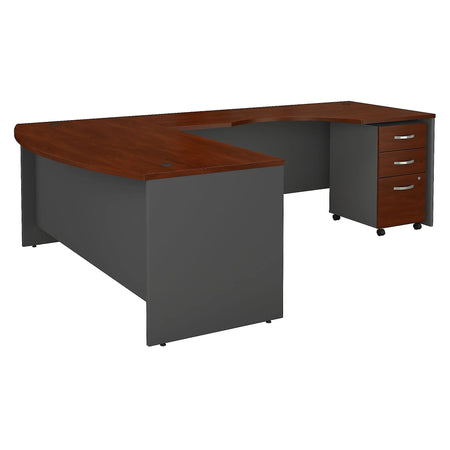 Bush Business Furniture Components 72"W L Shaped Desk with Right Handed Return and 3 Drw File Cabinet, Hansen Cherry