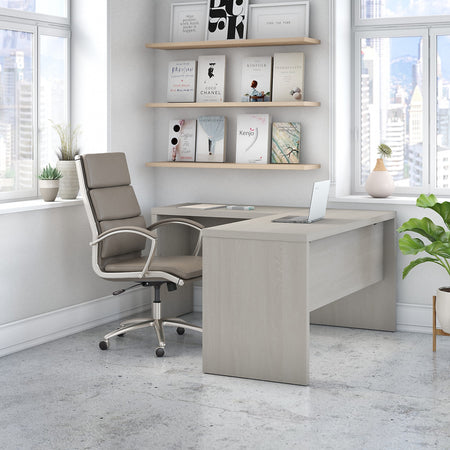 Bush Business Furniture Echo 60"W L Shaped Desk, Gray Sand