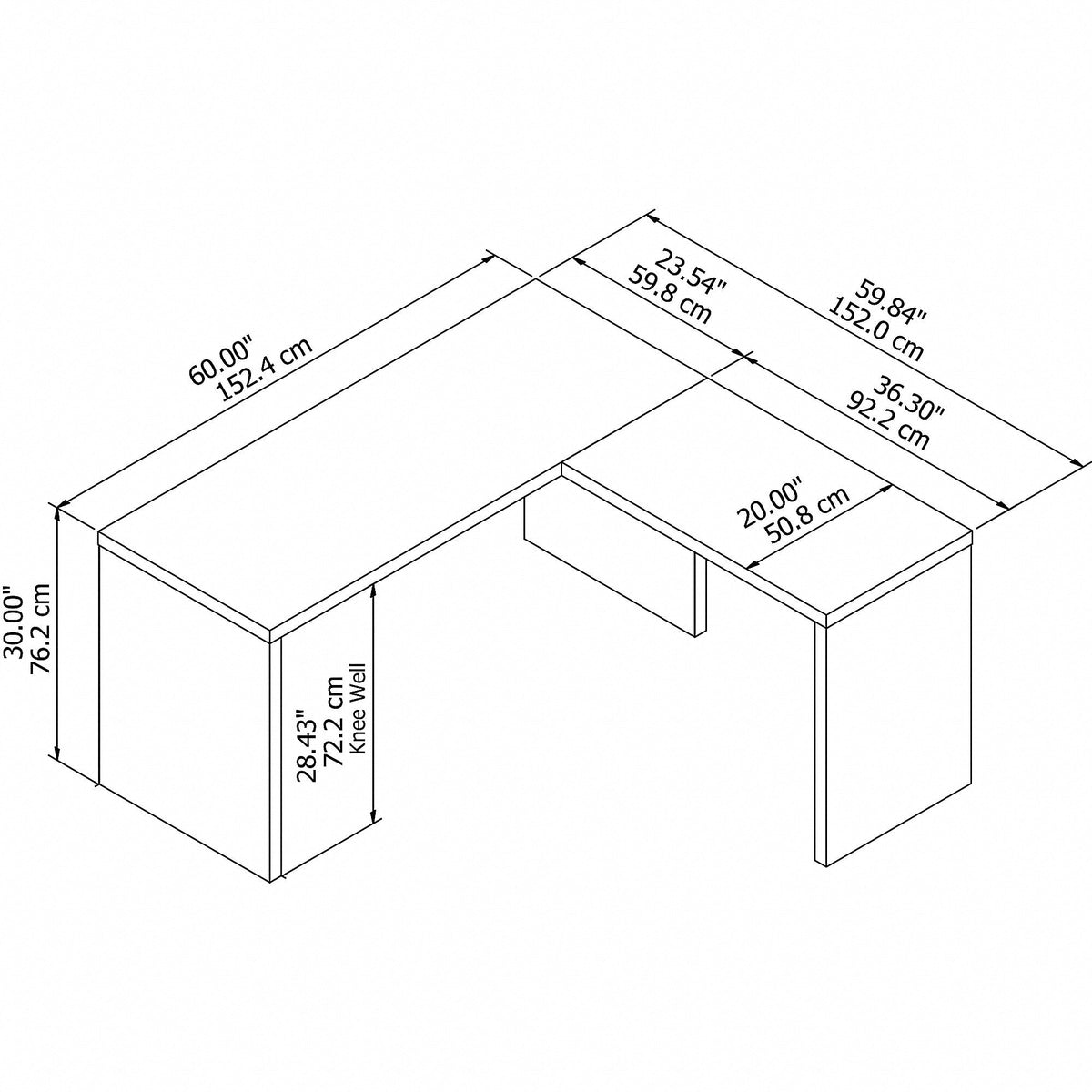 Bush Business Furniture Echo 60"W L Shaped Desk, Gray Sand