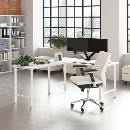 Bush Business Furniture Hustle 60"W L Shaped Computer Desk with Metal Legs, White