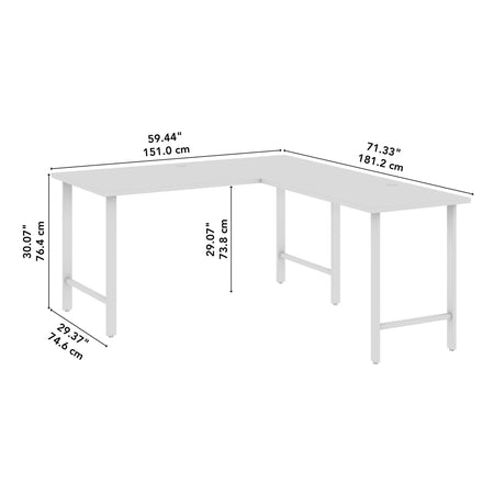 Bush Business Furniture Hustle 60"W L Shaped Computer Desk with Metal Legs, White