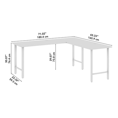 Bush Business Furniture Hustle 72"W L Shaped Computer Desk with Metal Legs, Natural Elm