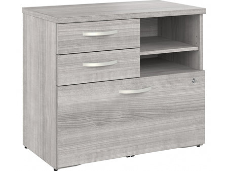 Bush Business Furniture Hybrid 26" Office Storage Cabinet with Drawers and 2 Shelves, Platinum Gray