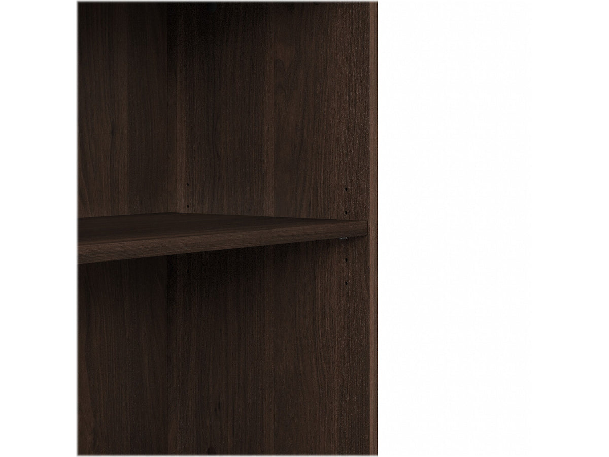 Bush Business Furniture Hybrid 29"H 2-Shelf Bookcase with Adjustable Shelf, Black Walnut Laminated Wood