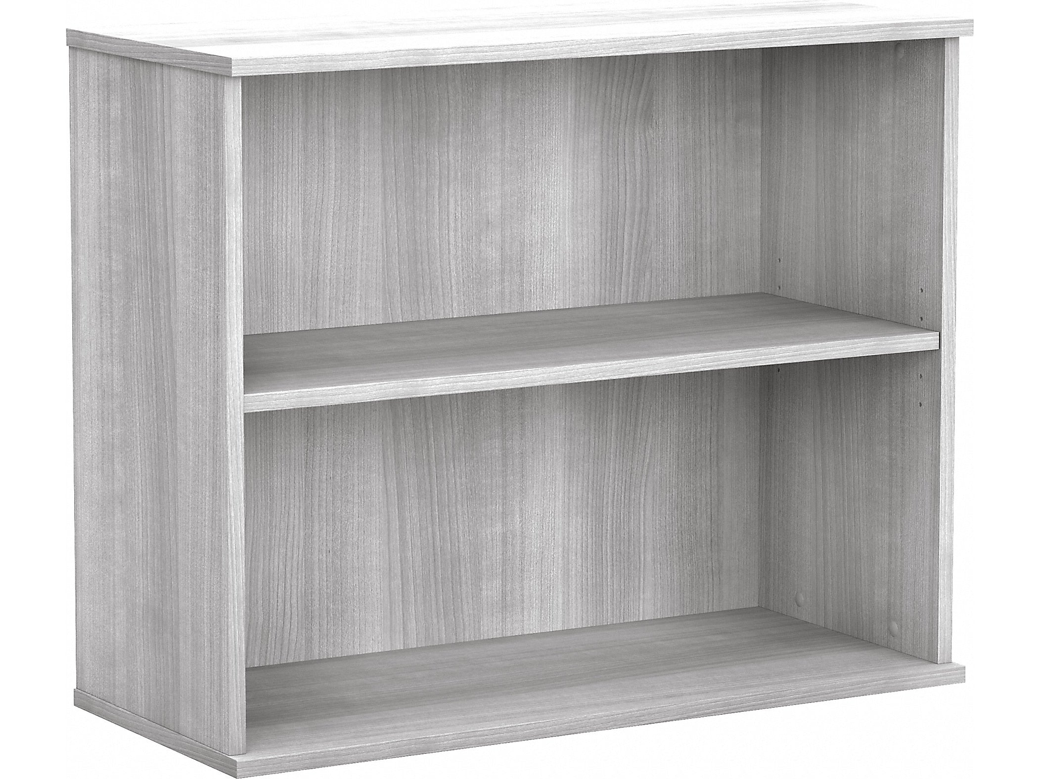 Bush Business Furniture Hybrid 29"H 2-Shelf Bookcase with Adjustable Shelf, Platinum Gray Laminated Wood