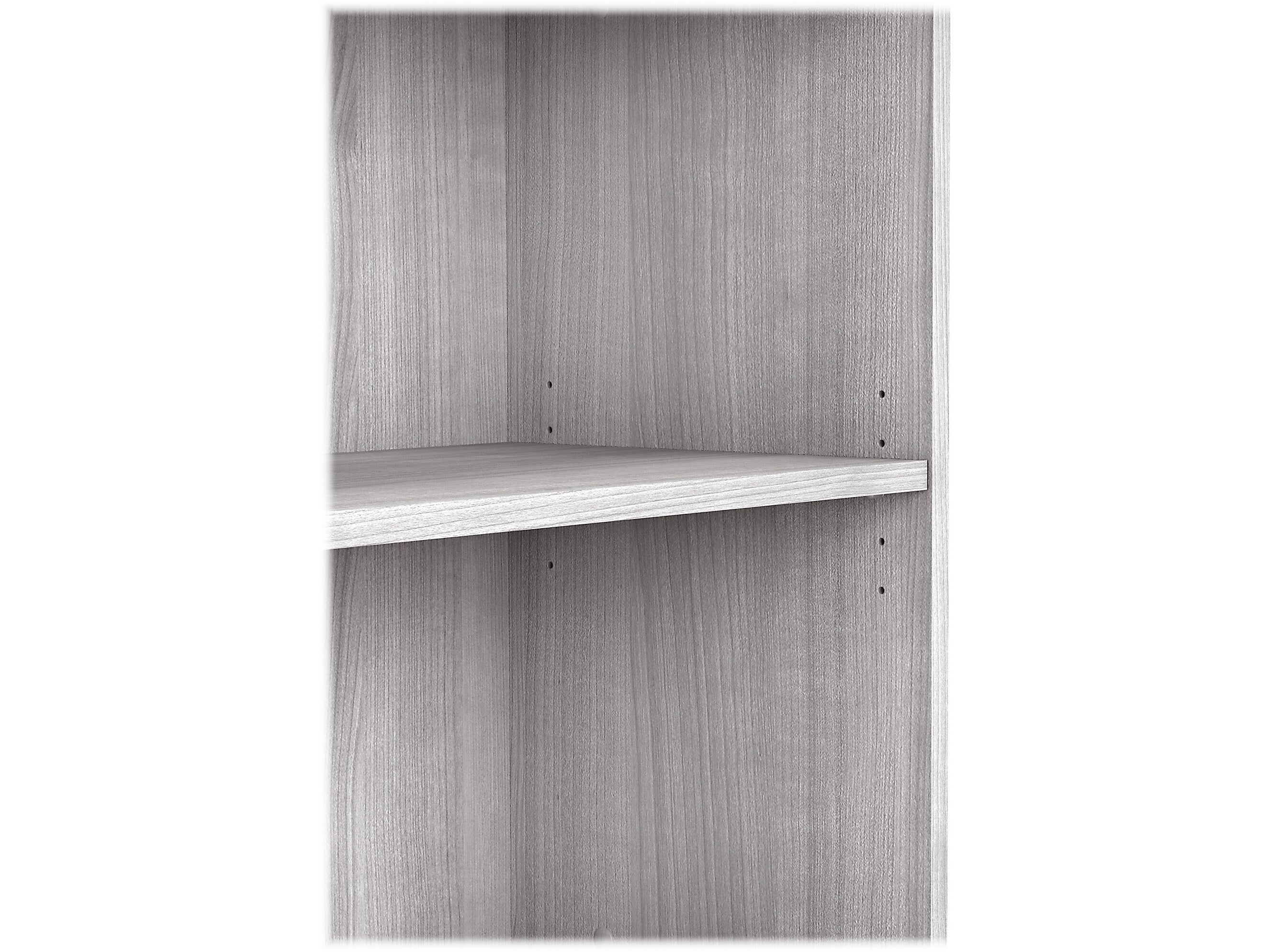 Bush Business Furniture Hybrid 29"H 2-Shelf Bookcase with Adjustable Shelf, Platinum Gray Laminated Wood