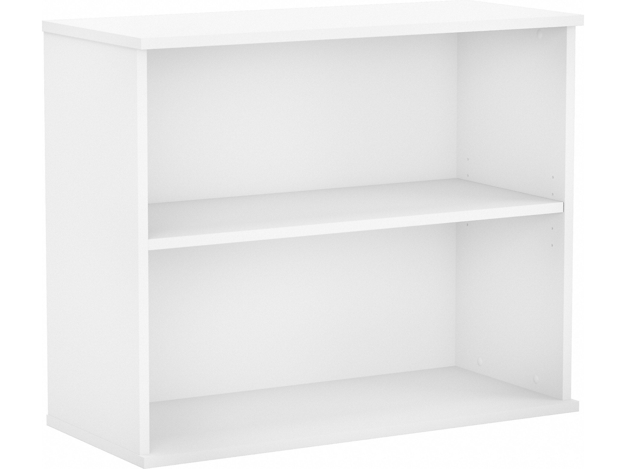 Bush Business Furniture Hybrid 29"H 2-Shelf Bookcase with Adjustable Shelf, White Laminated Wood