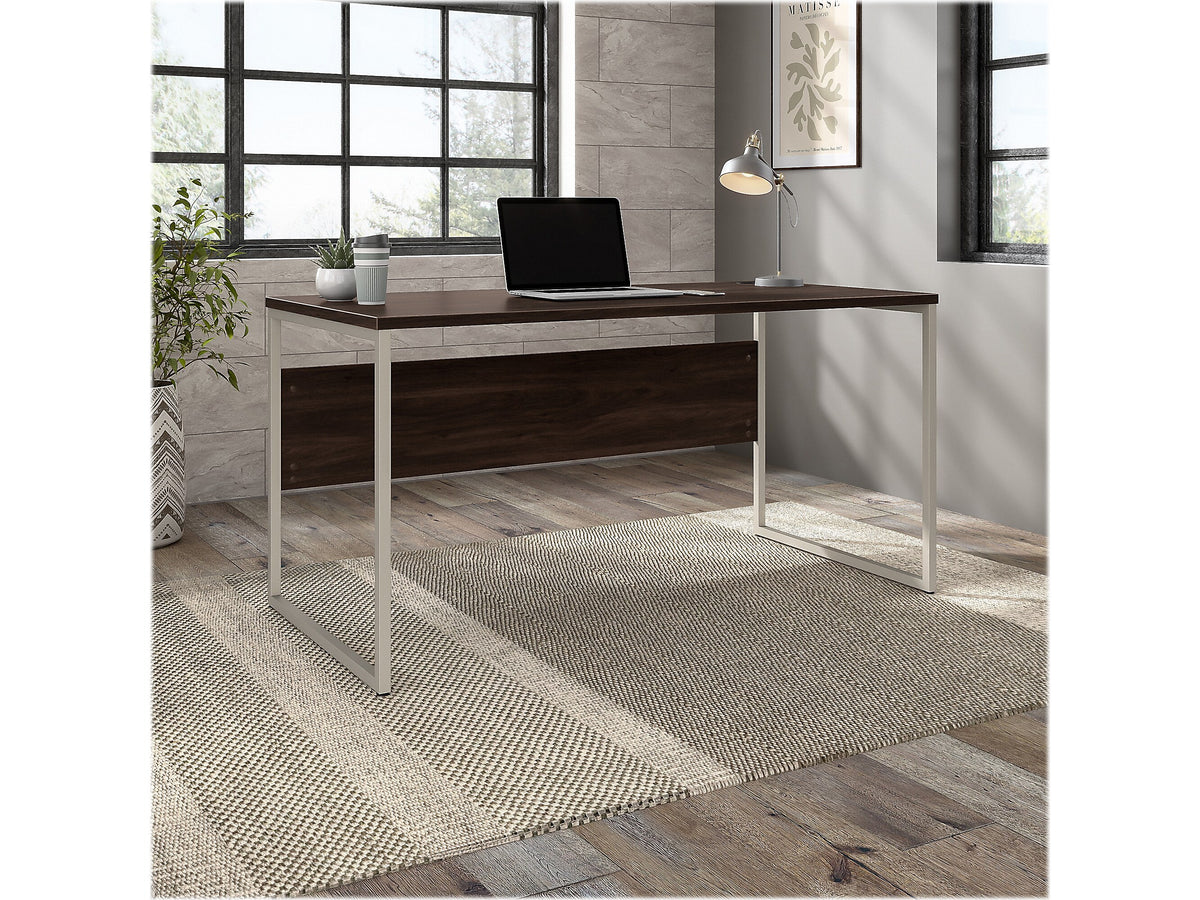 Bush Business Furniture Hybrid 60"W Computer Table Desk with Metal Legs, Black Walnut