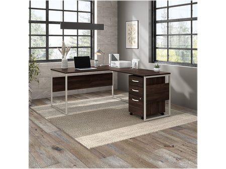 Bush Business Furniture Hybrid 60"W Computer Table Desk with Metal Legs, Black Walnut