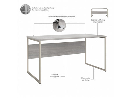 Bush Business Furniture Hybrid 60"W Computer Table Desk with Metal Legs, Platinum Gray