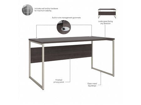 Bush Business Furniture Hybrid 60"W Computer Table Desk with Metal Legs, Storm Gray