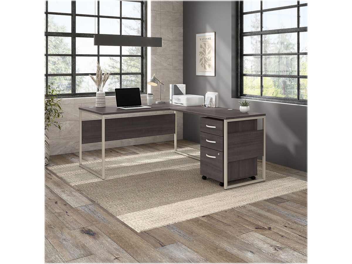 Bush Business Furniture Hybrid 60"W Computer Table Desk with Metal Legs, Storm Gray