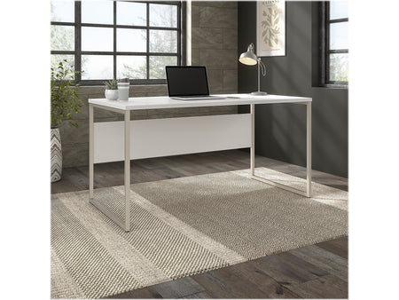 Bush Business Furniture Hybrid 60"W Computer Table Desk with Metal Legs, White